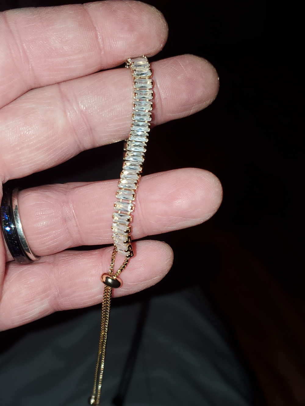 Gold-Tone Clear Crystal Adjustable Bracelet